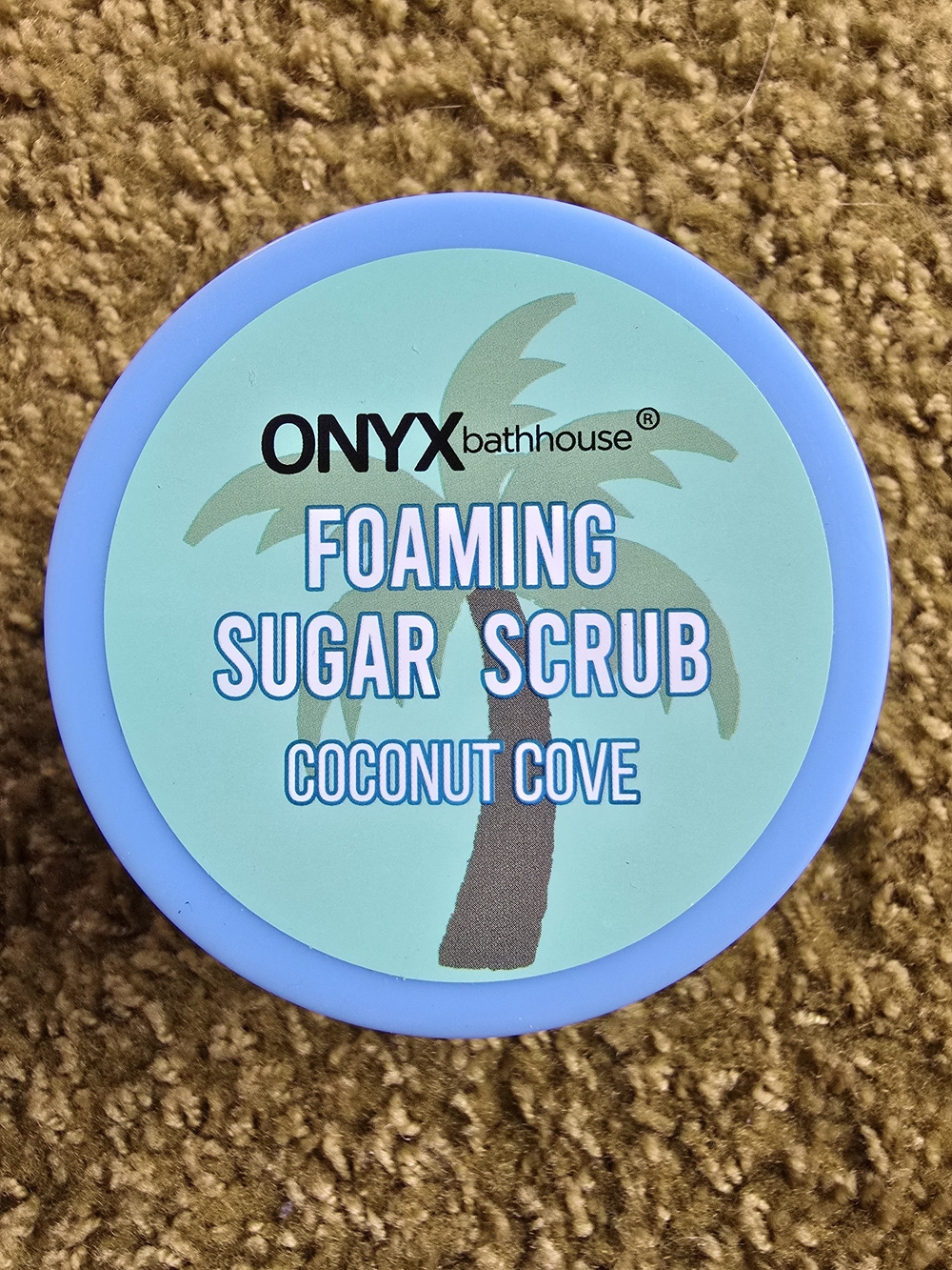 Onyx Foaming Sugar Scrub Coconut Cove - Blue and Aqua Lid